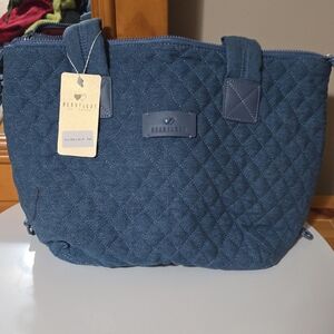 Navy Quilted Tote Bag